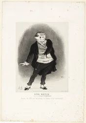 Henri Monnier. (in der Rolle von Joseph Prudhomme) „- Niemals werde ich zulassen, dass meine Tochter die Frau eines Schmierfinken wird!“, Tafel 1 aus Les Artistes Contemporains (Odéon)