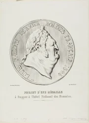 Louis-Philippe, letzter König der Franzosen 1848. Entwurf für eine von der Nationalen Münzprägeanstalt herzustellende Medaille