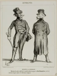 Ratapoil und Casmajou. Die aktivsten Mitglieder der philanthropischen Gesellschaft vom 10. Dezember: Die Porträts sind nach der Natur gezeichnet und von auffallender Ähnlichkeit, Platte sechs aus Actualités