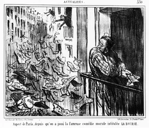 Erscheinung von Paris, seit der berühmten moralischen Komödie LA Bourse: Serie aus „Actualites“, einer Serie von Karikaturen über die Börse von Honore Daumier (1808-1879). „Charivari“