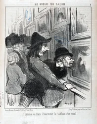 Werk von Honore Daumier (1808-1879). Charivari stammt aus dem Jahr 1852: Serie LE PUBLIC DU SALON - "Künstler begutachten das Gemälde eines Rivalen" MUSEE DES BEAUX ARTS - PALAIS LONGCHAMP, MARSEILLE