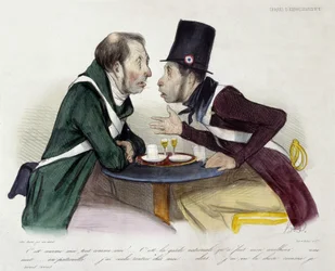 Diskussion im Bistro zwischen Nationalgardisten - von Daumier