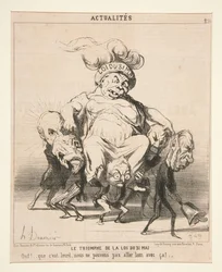 DER TRIUMPH DES GESETZES VOM 31. MAI / Puh! ... Wie schwer das ist, damit kommen wir nicht weit! ..., Tafel 256 aus der Serie Actualités (Neuigkeiten des Tages)