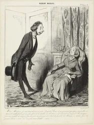 Ja, Madame, ich bin unserem erhabenen Fürsten vollkommen ergeben..., Nummer 2 aus der Serie Robert Macaire aus Le Charivari