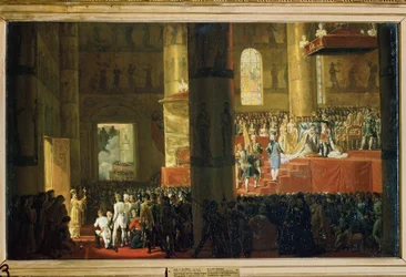 Die Krönung der Kaiserin Maria Fjodorowna am 5. April 1797. 60 x 95 cm. Französische Kunst des 19. Jahrhunderts. Staatliches Russisches Museum, Sa