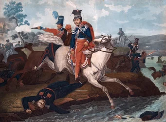 Tod von Prinz Jozef Poniatowski in der Schlacht von Leipzig