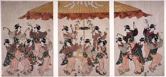 Der Sumiyoshi-Tanz, Triptychon, ca. 1791
