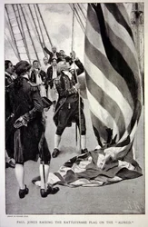 John Paul Jones hisst die amerikanische Klapperschlangenflagge auf der Alfred