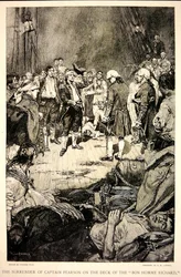 Die Kapitulation von Kapitän Pearson vor John Paul Jones auf dem Deck der Bonhomme Richard im Jahr 1779