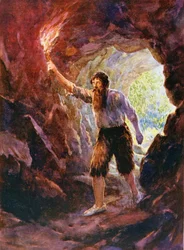 Crusoes Abenteuer in der Höhle, Illustration für 