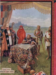König Johann unterzeichnet die Magna Carta, Illustration aus 