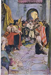 Tribut von den Bürgern erpressen, aus Howard Pyles Buch der Piraten, veröffentlicht von Harper & Bros, 1921