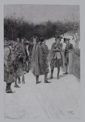 Paul Revere bringt Nachrichten zu Sullivan, graviert von F.H. Wellington, Illustration aus 