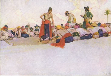 So wurde der Schatz aufgeteilt, aus Howard Pyles Buch der Piraten, veröffentlicht von Harper & Bros, 1921