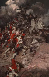 Sie kletterten die Brüstung hinauf und stürmten über den Kamm, Hals über Kopf, auf die Briten zu