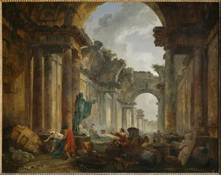 Imaginäre Ansicht der Ruinen der Grande Galerie des Louvre-Palastes