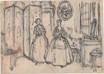 Studie für „Über die Macht des Vormunds“, eine radierte Vignette in Songs in the Opera of Flora