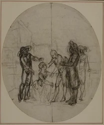 Studie für eine nie veröffentlichte zweite Ausgabe von Colles "La Partie de Chasse de Henri IV", Akt III, Szene 11