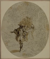Studie für eine nie veröffentlichte zweite Ausgabe von Colles "La Partie de Chasse de Henri IV", Akt II, Szene 11