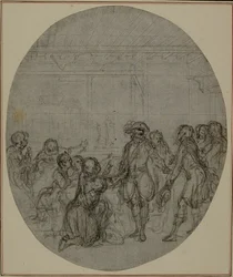 Studie für eine nie veröffentlichte zweite Ausgabe von Colles "La Partie de Chasse de Henri IV", Akt III, Szene 13
