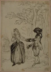 Studie für eine nie veröffentlichte zweite Ausgabe von Colles "La Partie de Chasse de Henri IV", Akt II, Szene 3