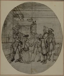Studie für eine nie veröffentlichte zweite Ausgabe von Colles "La Partie de Chasse de Henri IV", Akt III, Szene 11