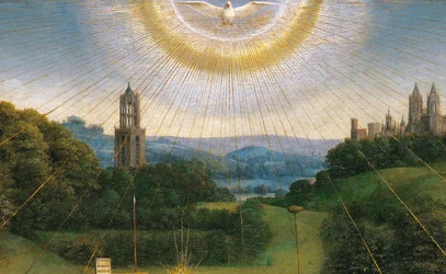 Detail aus der Anbetung des mystischen Lammes, vom Genter Altar