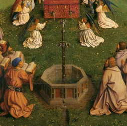 Die Anbetung des mystischen Lammes, vom Genter Altar, Detail der unteren Hälfte der zentralen Tafel (Detail)
