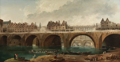 Der Abbruch der Häuser auf der Notre-Dame-Brücke in Paris