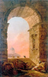 Landschaft mit einem Bogen und der Petersdom in Rom, 1773