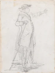 Mann mit Spazierstock, im Profil gesehen [recto]