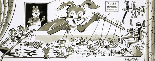 Harold Hase lehrt Mäuse schwimmen