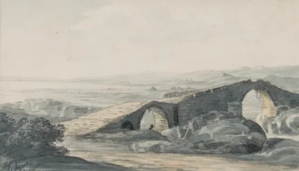 Teufelsbrücke mit Blick auf das Meer, Fluss Anda, ca. 1818