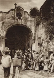 Mexiko: Amecameca, Eingang zur Kirche