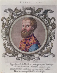 Porträt von Andreas Vesalius (1514-64) aus Receuil des Portraits de Medecins von dem ungarischen Arzt Sambucus, 1574