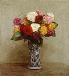 Dahlien in einer chinesischen Vase