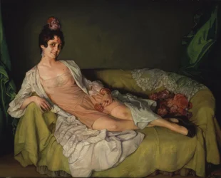 (Auf einem Sessel liegende Frau in Unterkleid und Morgenmantel), 20. Jahrhundert