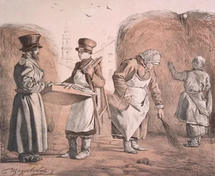 Straßenhändler von Pasteten und Kutscher aus der Serie Das sind unsere Leute, 1842