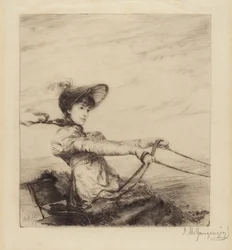 Ohne Titel (Frau fährt Kutsche)