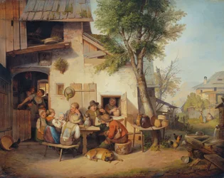 Vor der Dorfschenke