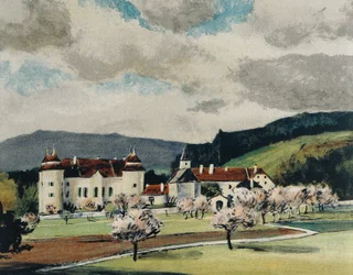 Schloss Weinzierl bei Wieselburg, ca. 1909 (Aquarell auf Papier)