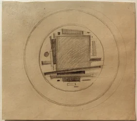 Entwurf einer suprematistischen Bemalung für Porzellan