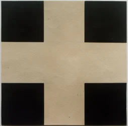 Weißes Kreuz auf schwarzem Grund