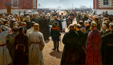 Alexander III. empfängt die Dekane der Kantone im Hof des Palastes