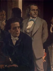 Anton Grigoryevich Rubinstein (1829-94) und Alexander Nikolayevich Serov (1820-71), aus Slavische Komponisten, 1890er (Detail)