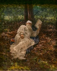 Leo Tolstoi ruht sich im Wald aus