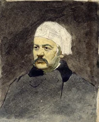 Porträt des russischen Komponisten Michail Iwanowitsch Glinka (1804-1857) - Gemälde von Ilja Jefimowitsch Repin (1844-1930), Aquarell auf Karton, um 1870 - I. Repin Memorial Museum Penates, bei Sankt Petersburg (Russland)