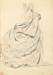 Studie für "Ein Pariser Café": Kleid einer sitzenden Frau von hinten, ca. 1872-1875