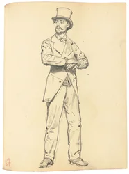 Studie für "Ein Pariser Café": Stehender Mann mit Hut, Beine auseinander, ca. 1872-1875