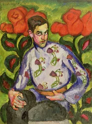 Porträt eines Jungen in einem bunten Hemd, 1909